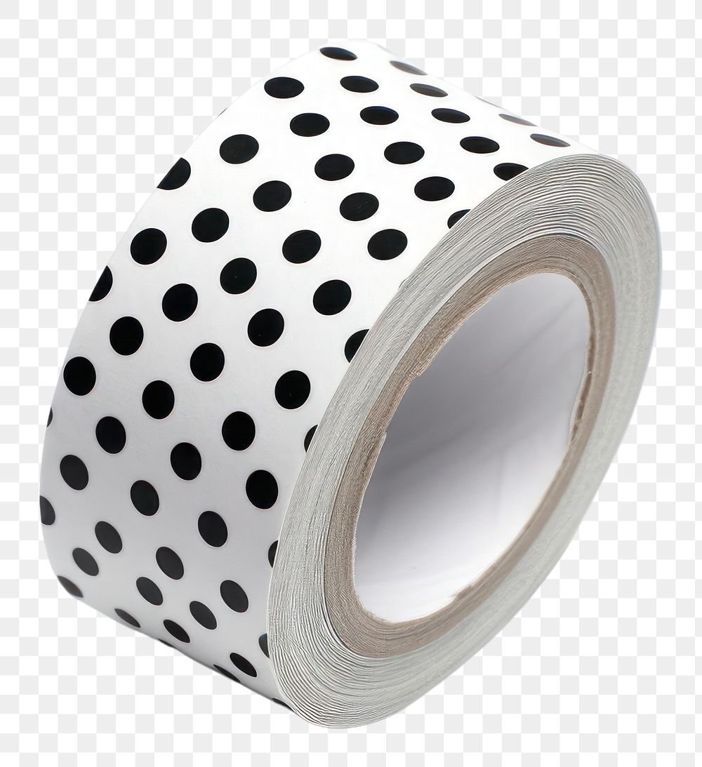 PNG  Black and white color polka dot pattern adhesive strip tape white background spotted. AI generated Image by rawpixel.