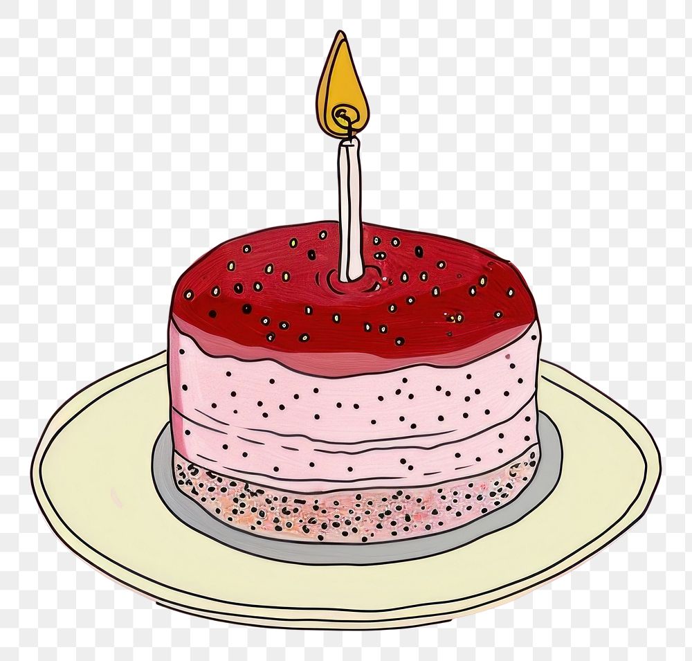 PNG Birthday cake dessert icing plate.