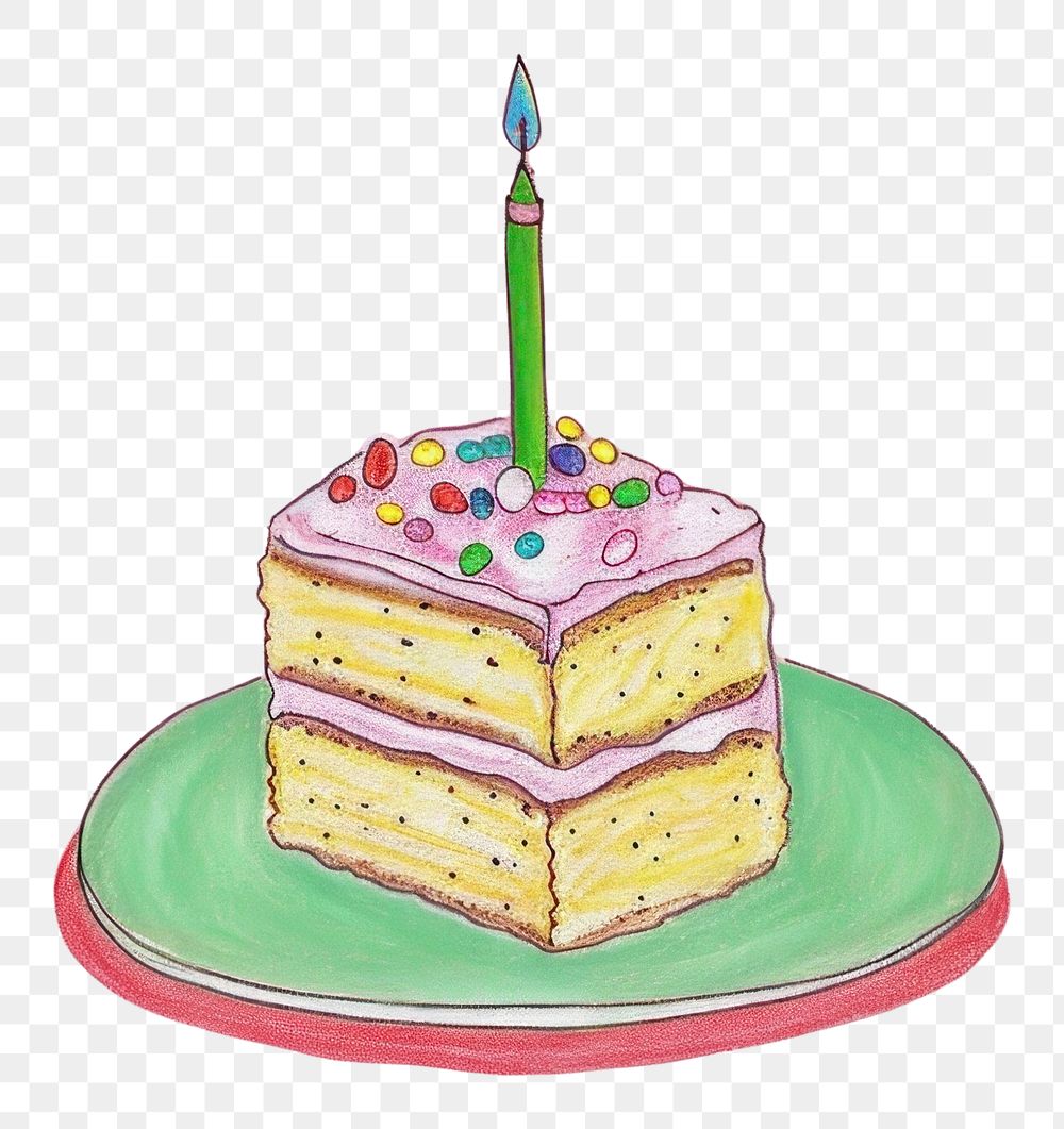 PNG Birthday cake dessert icing plate.