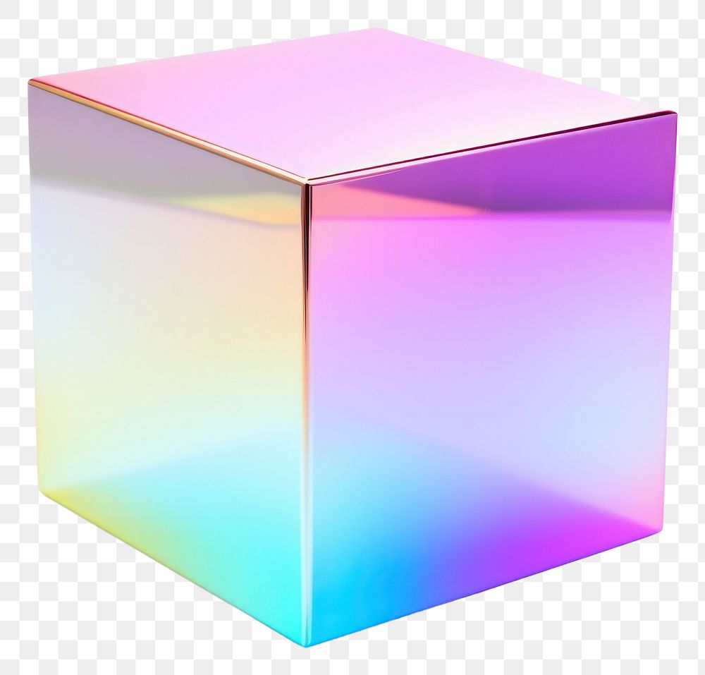 PNG Cuboid iridescent white background simplicity refraction