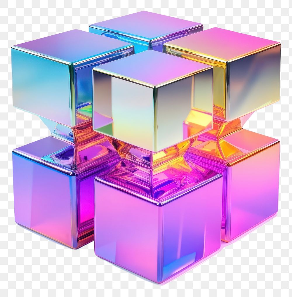 PNG Cuboid iridescent purple toy white background.