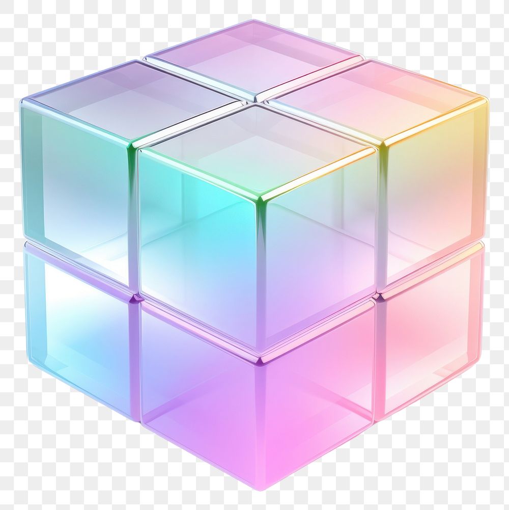 PNG Cuboid iridescent toy white background futuristic.