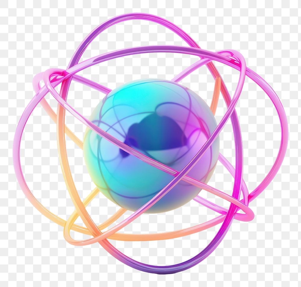 PNG Cute atom sphere white background futuristic.