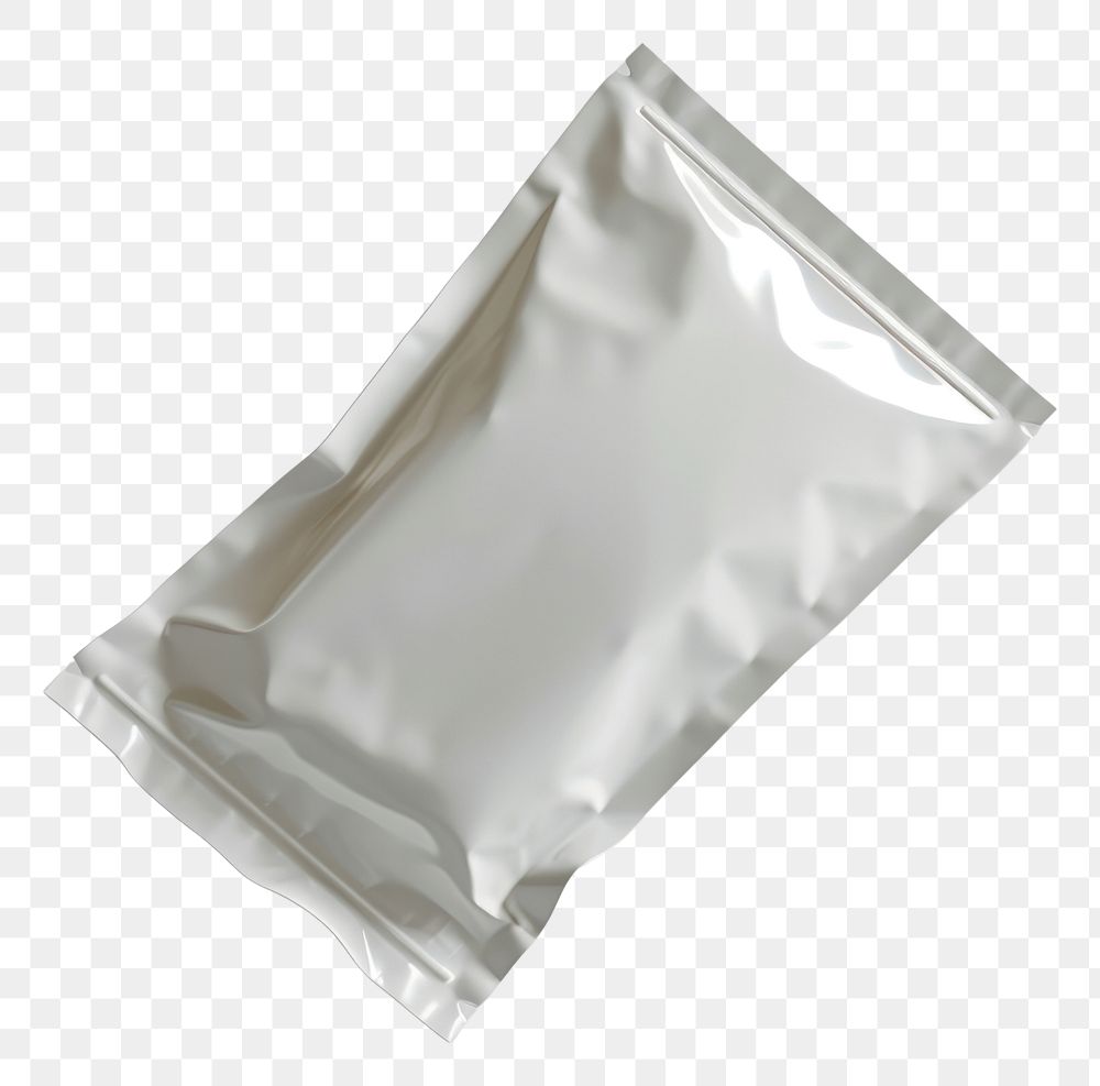 PNG Food packaging mockup gray background aluminium crumpled.