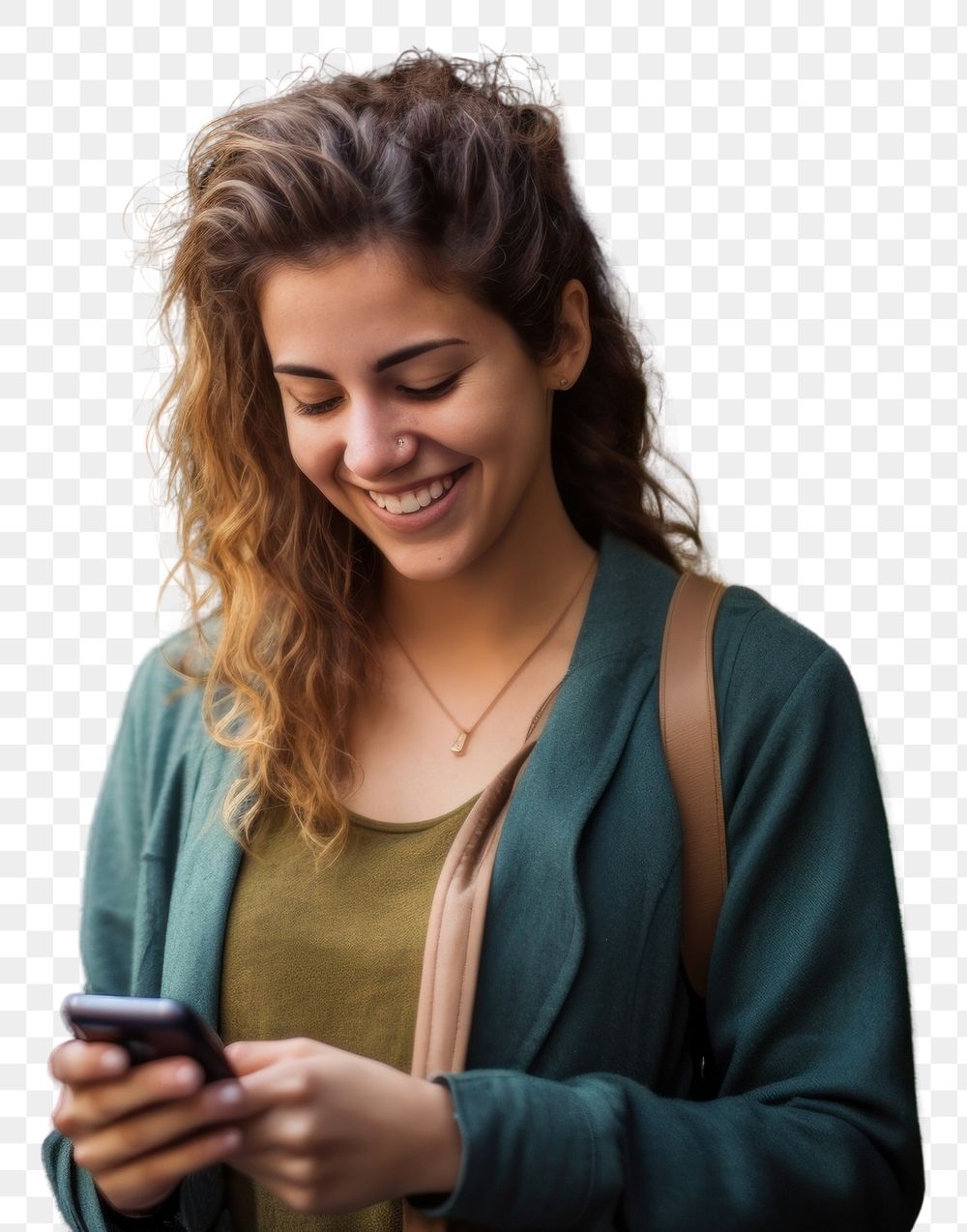 PNG  Smart phone smiling texting photo.