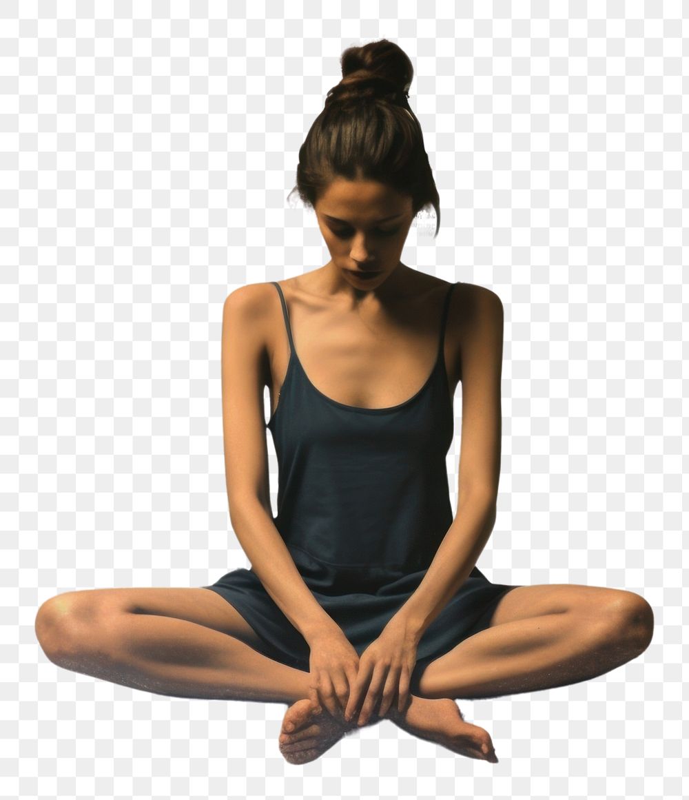 PNG Ephemera style of pale yoga sitting contemplation spirituality.