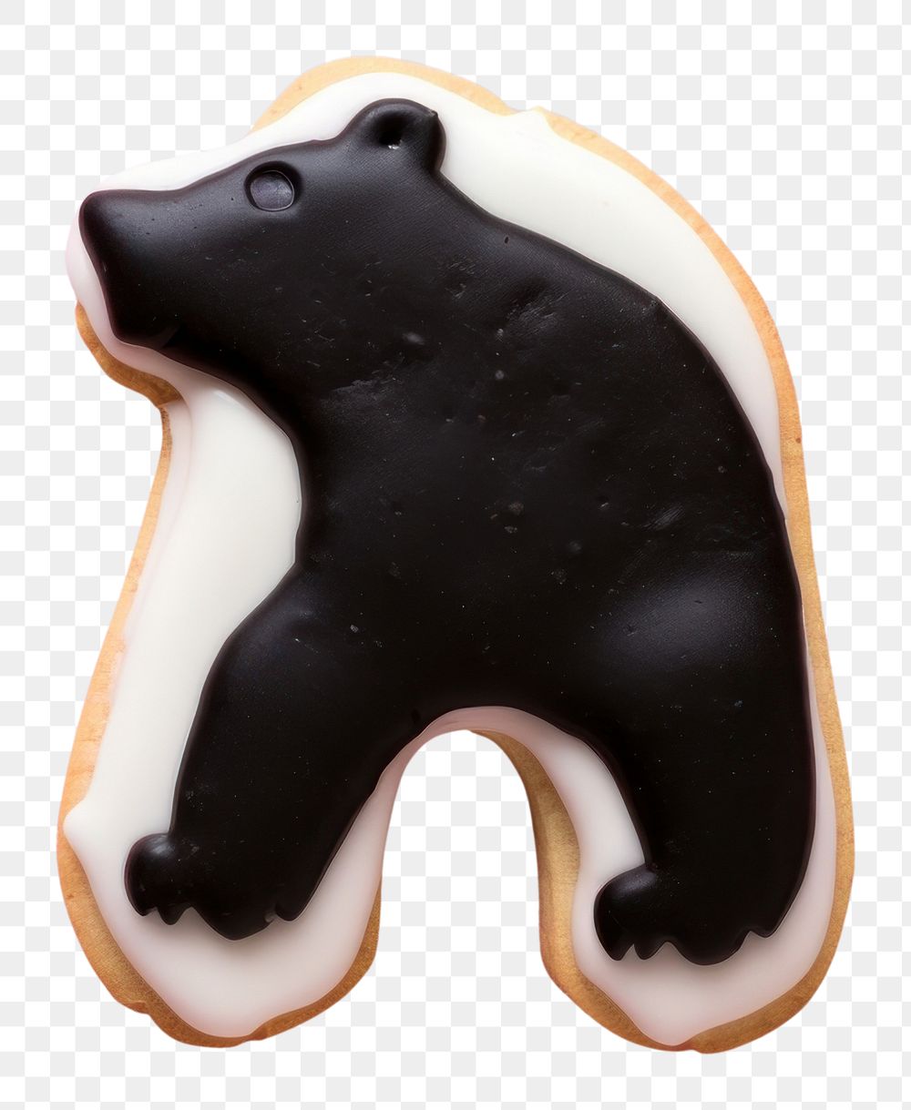 PNG Black bear cookie icing dessert. AI generated Image by rawpixel.