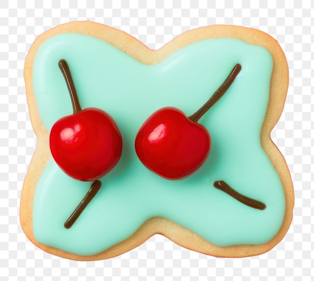 PNG Cherry icing dessert cookie. AI generated Image by rawpixel.