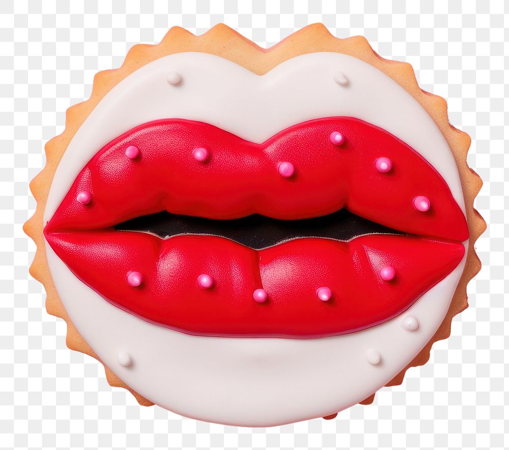 PNG Lips icing dessert cookie. AI generated Image by rawpixel.