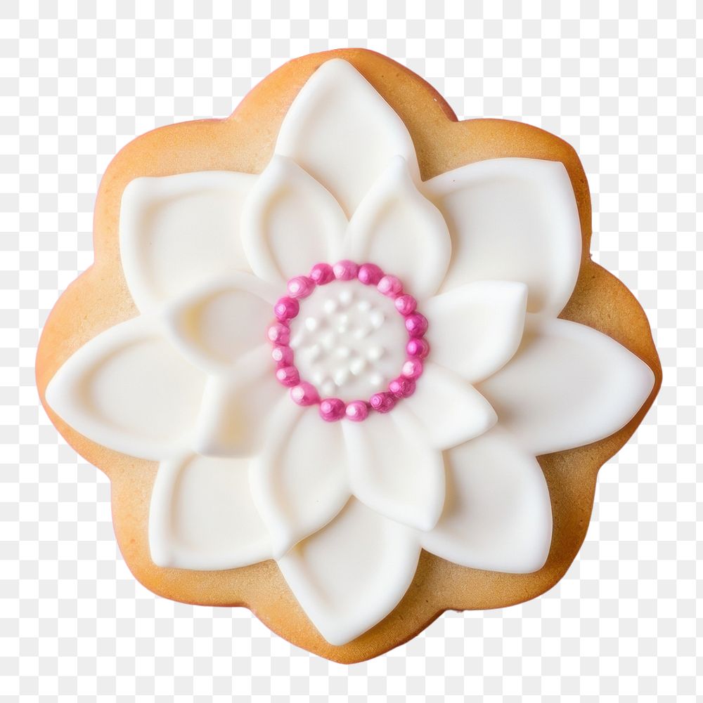 PNG Lotus icing dessert cookie. AI generated Image by rawpixel.