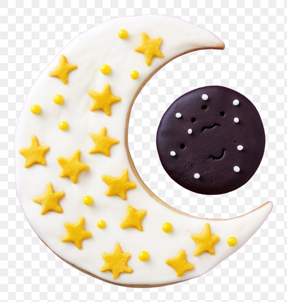 PNG Moon icing dessert cookie. AI generated Image by rawpixel.