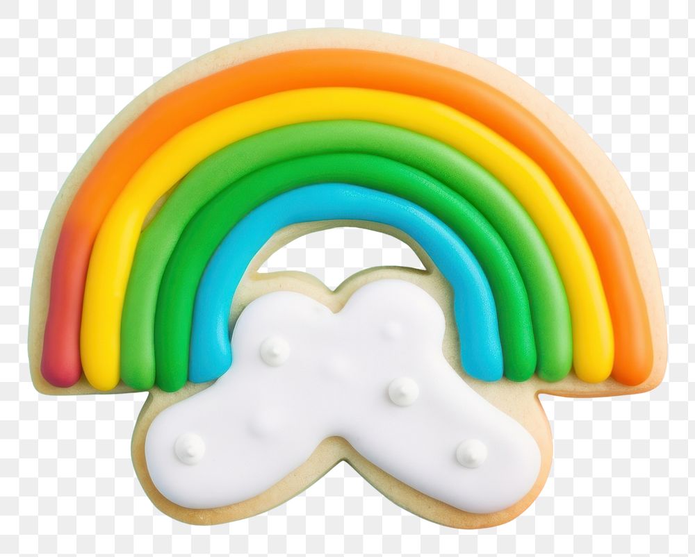 PNG Rainbow icing dessert cookie. AI generated Image by rawpixel.