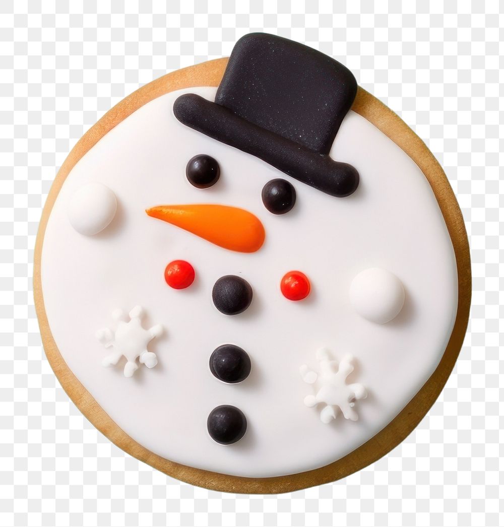 PNG Snowman cookie icing dessert. AI generated Image by rawpixel.