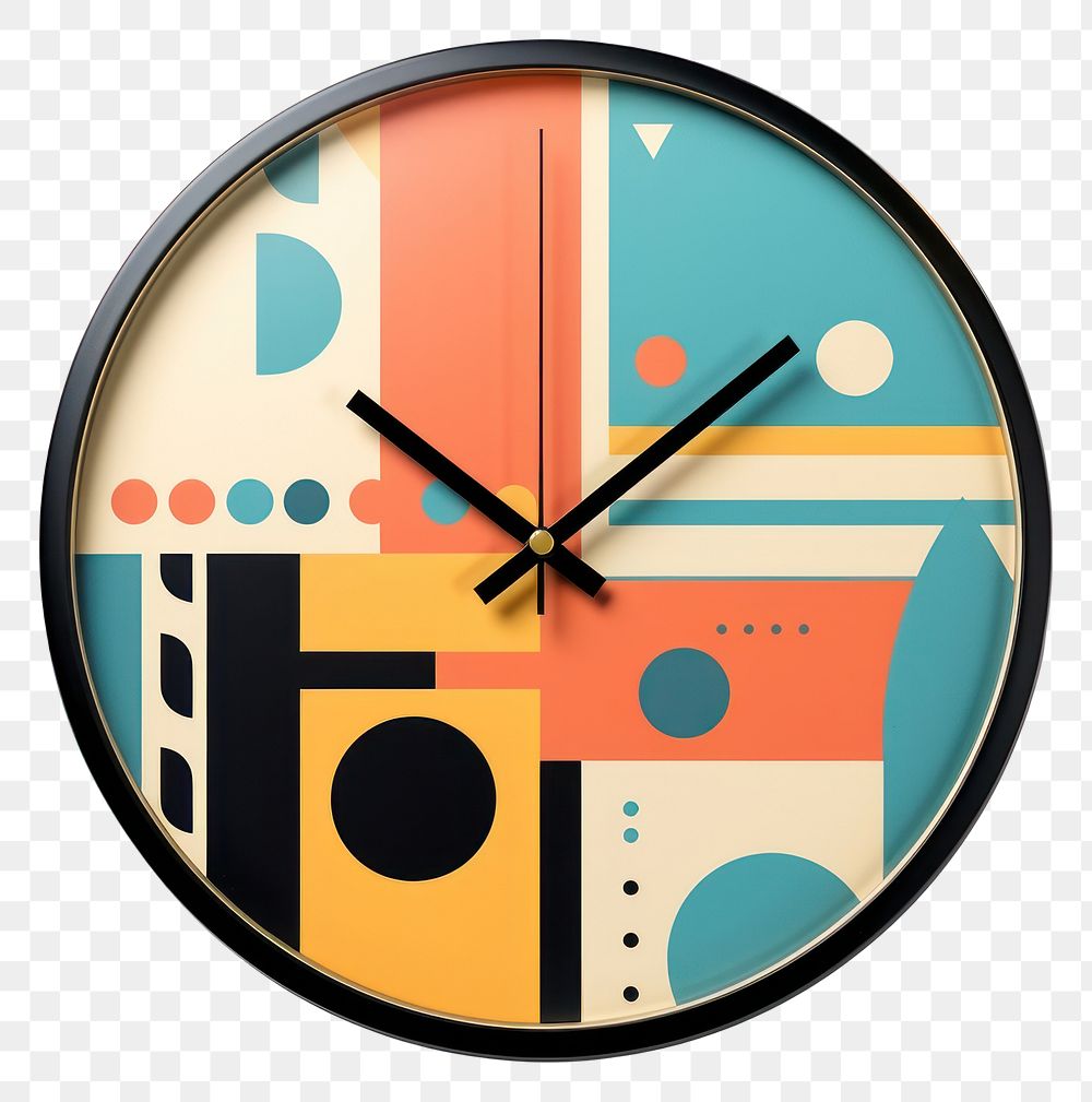 PNG Memphis design of clock disk analog clock wall clock.