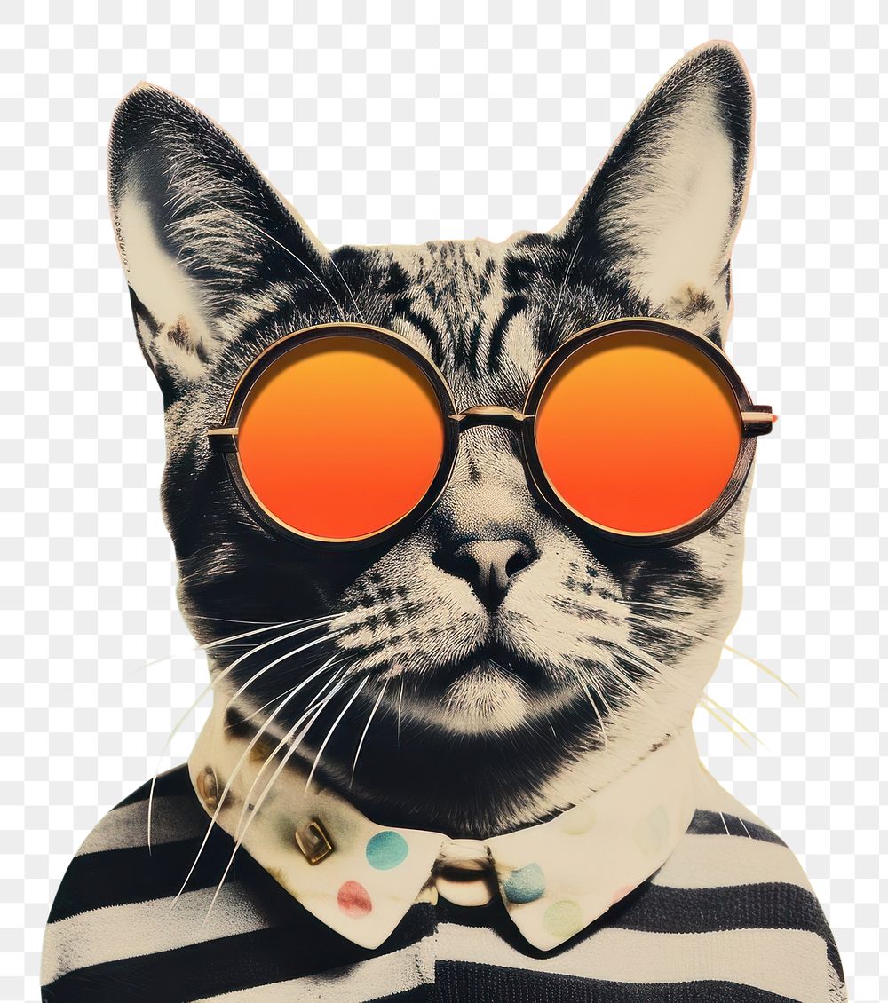 PNG Cat sunglasses portrait mammal.