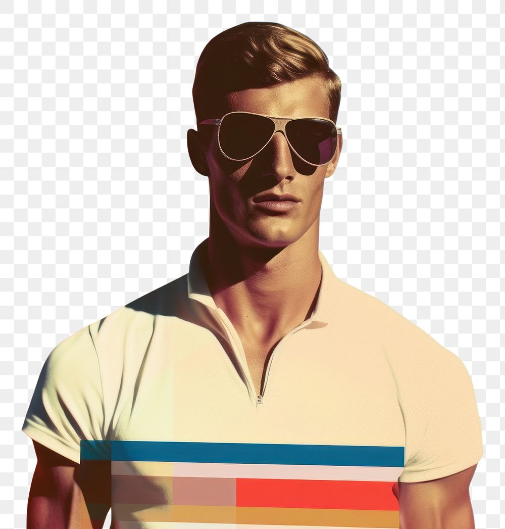 PNG Man sportwears sunglasses portrait t-shirt.