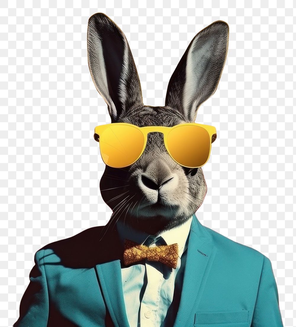 PNG Rabbit outdoors glasses cartoon.