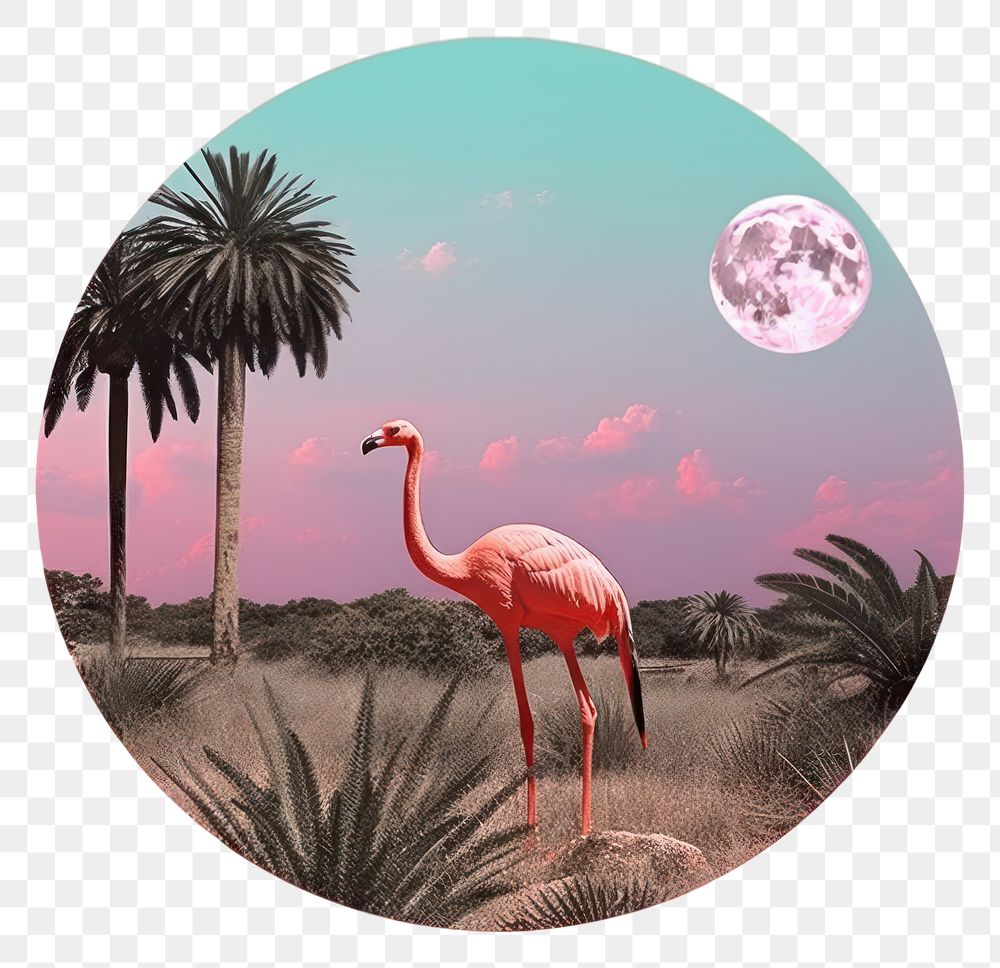 PNG Minimal Collage Retro dreamy of swan astronomy flamingo outdoors.
