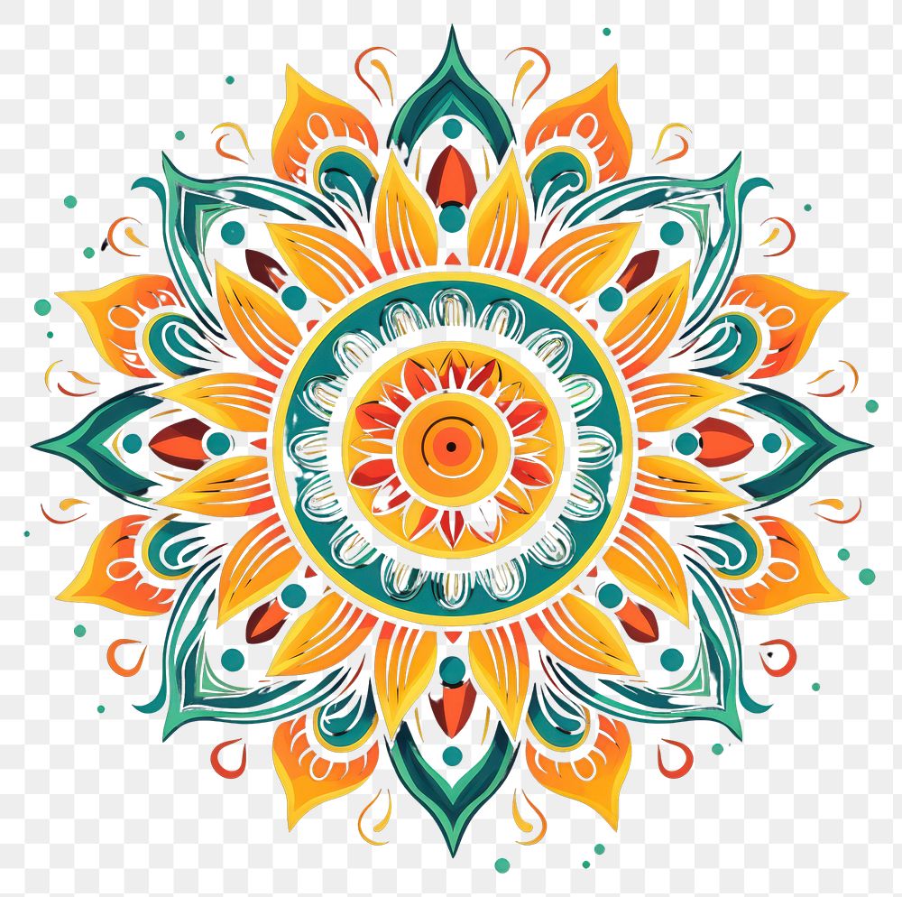 PNG Mandala sun art pattern inflorescence.