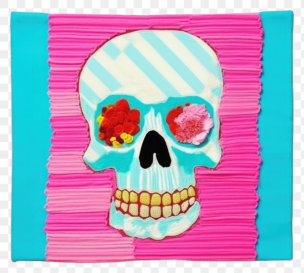 PNG  Simple fabric textile illustration minimal of a skull art representation creativity.