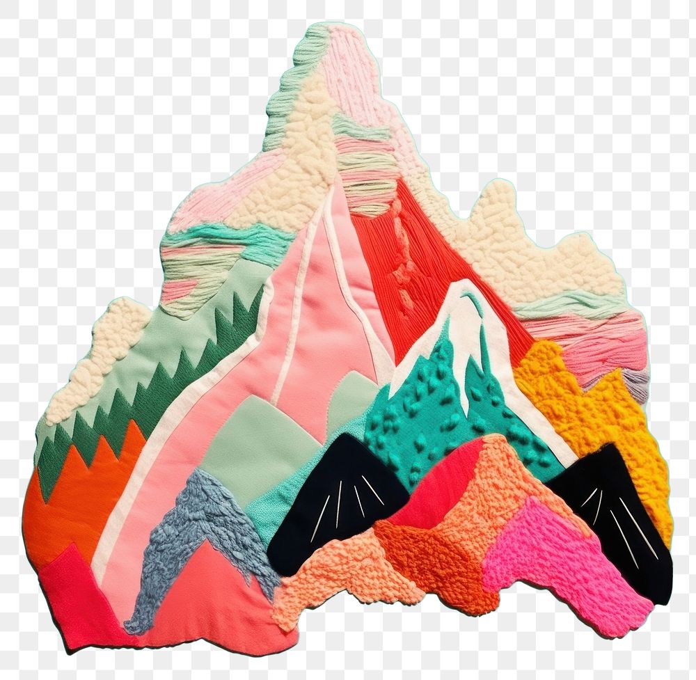 PNG  Simple fabric textile illustration minimal of a mountain art pattern quilt.