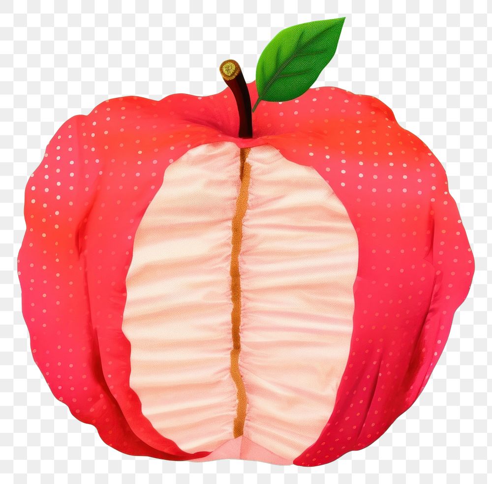 PNG  Simple fabric textile illustration minimal of a apple fruit plant food.