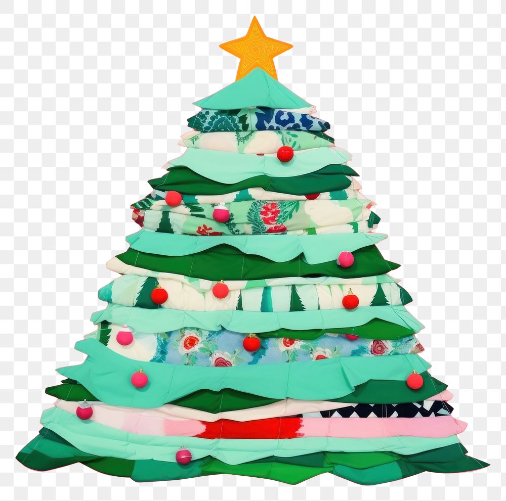 PNG  Simple fabric textile illustration minimal of a christmas tree celebration decoration creativity.