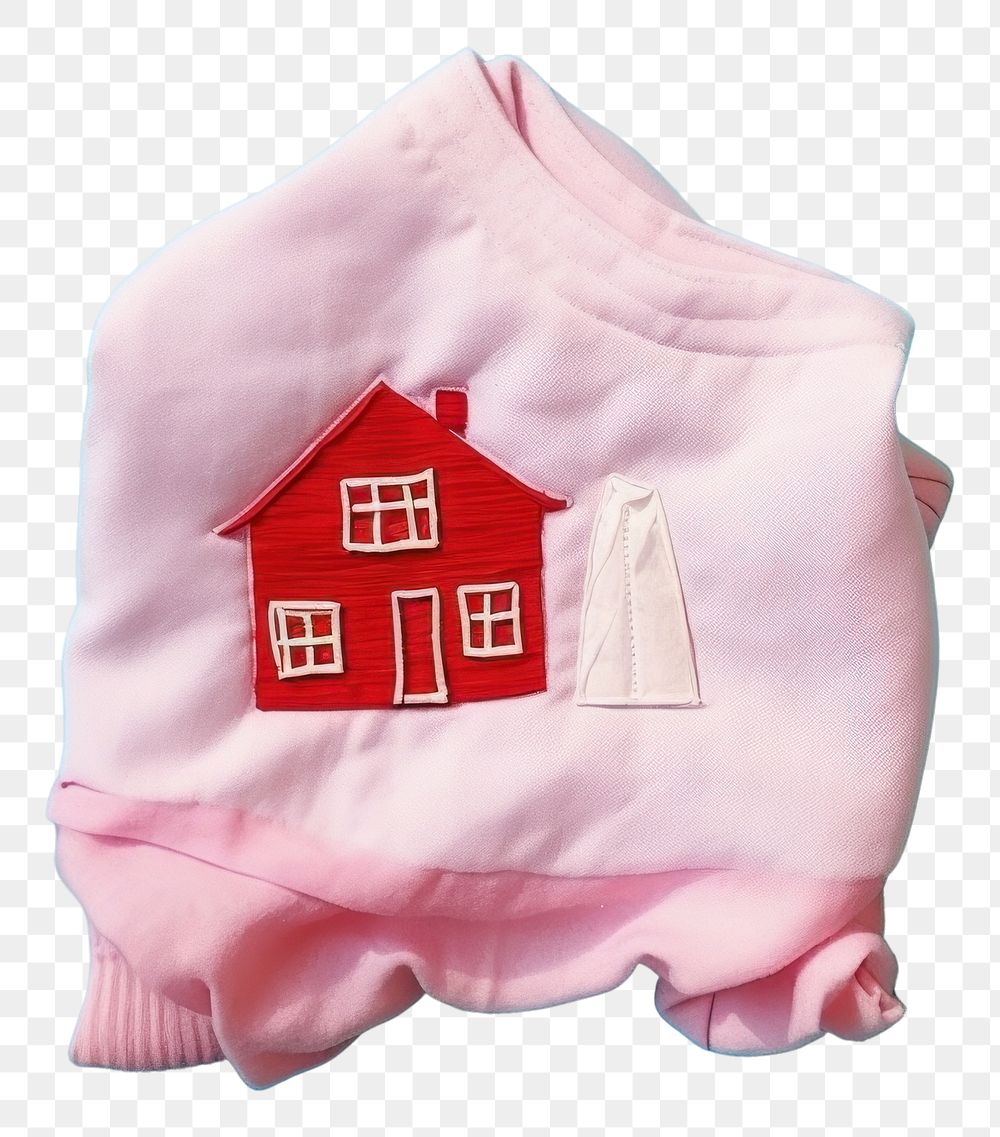 PNG  Simple fabric textile illustration minimal of a house architecture sweatshirt outerwear.