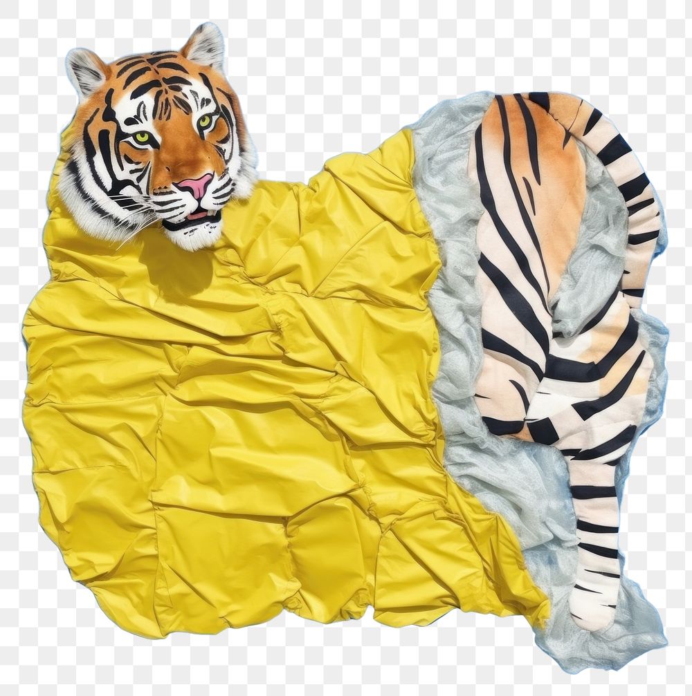 PNG  Simple fabric textile illustration minimal of a tiger animal art representation.