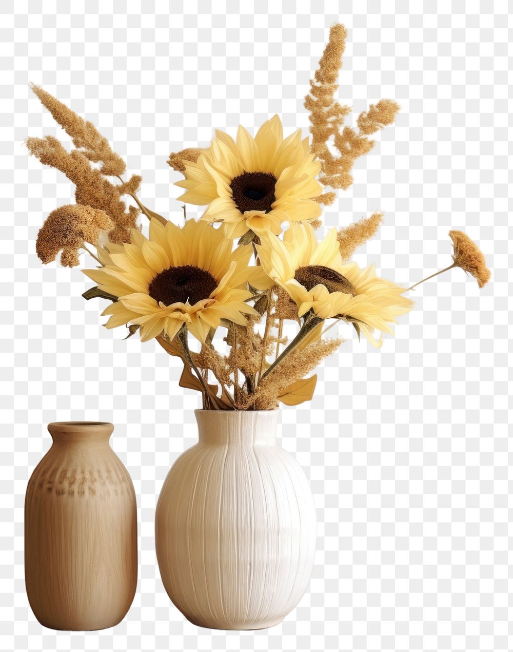 PNG  Dried sunflower vase plant decoration. AI generated Image by rawpixel.