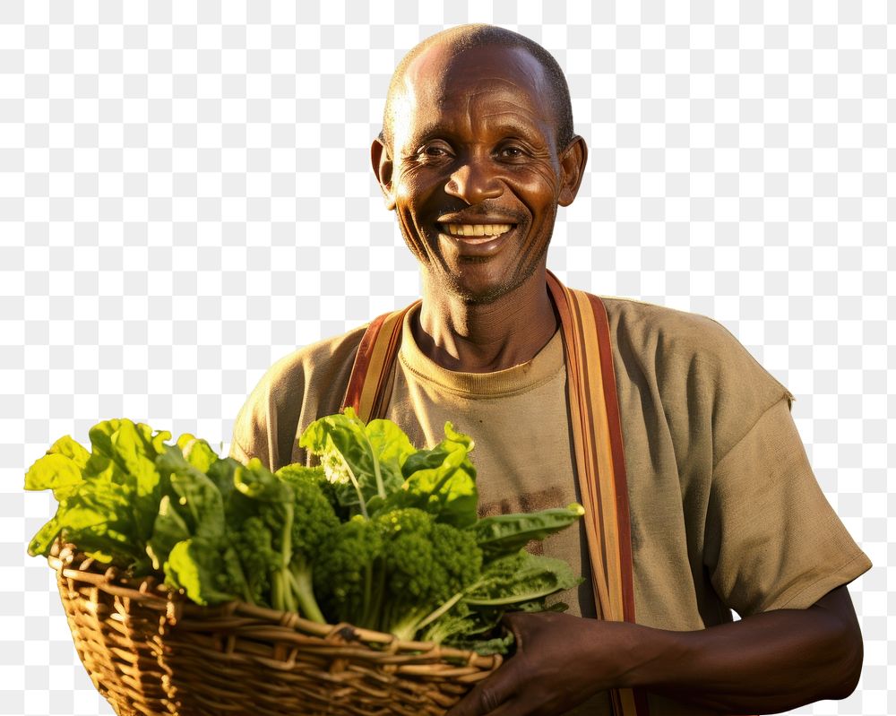 PNG African man doing farm outdoors smiling adult