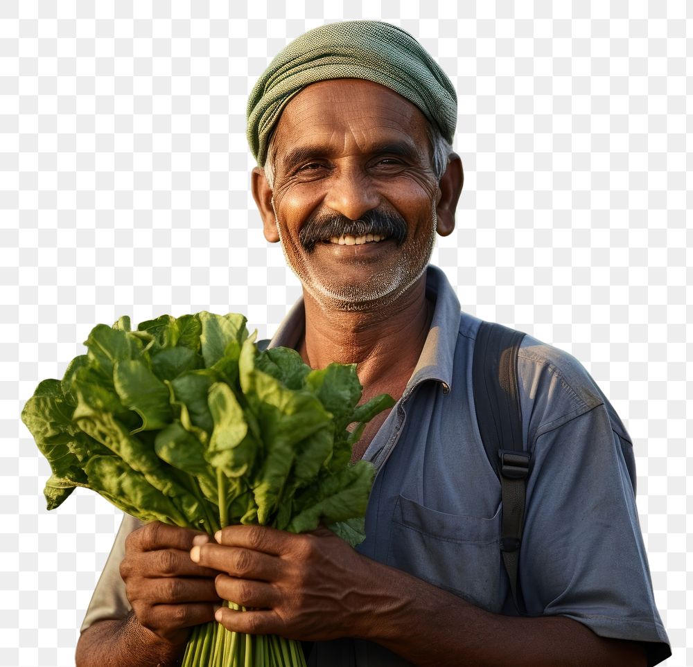 PNG Indian farmer doing agriculture vegetable smiling adult