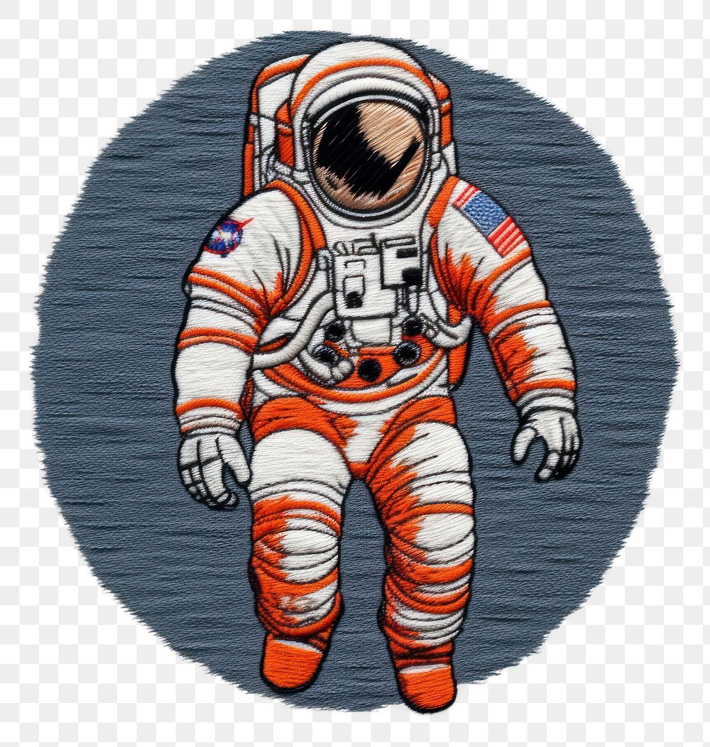 PNG Astronaut in embroidery style cartoon pattern sketch.