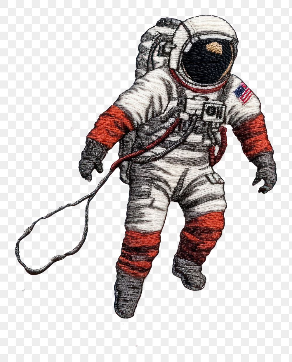 PNG The astronaut in embroidery style drawing sketch illustrated.