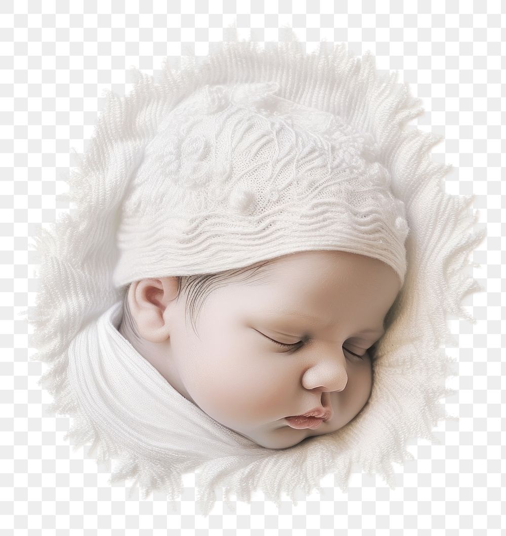 PNG The baby in embroidery style portrait newborn photo.