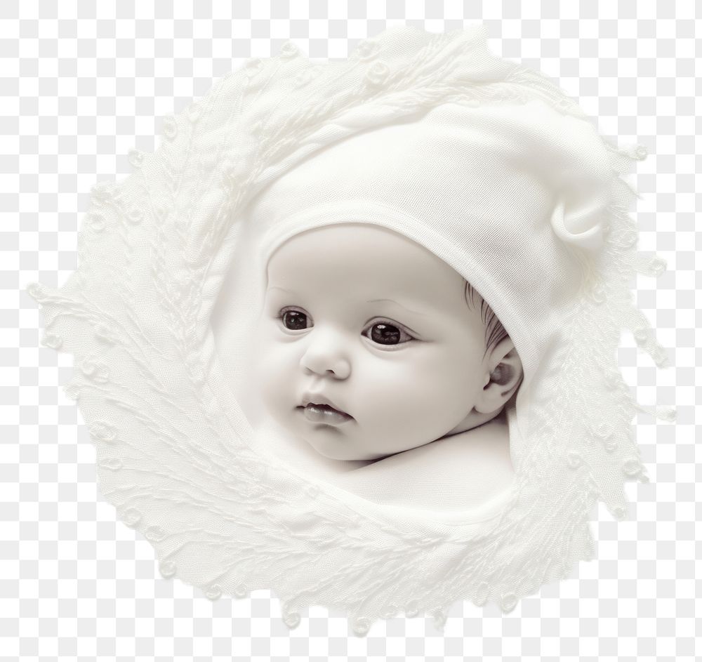 PNG The baby in embroidery style portrait newborn white.