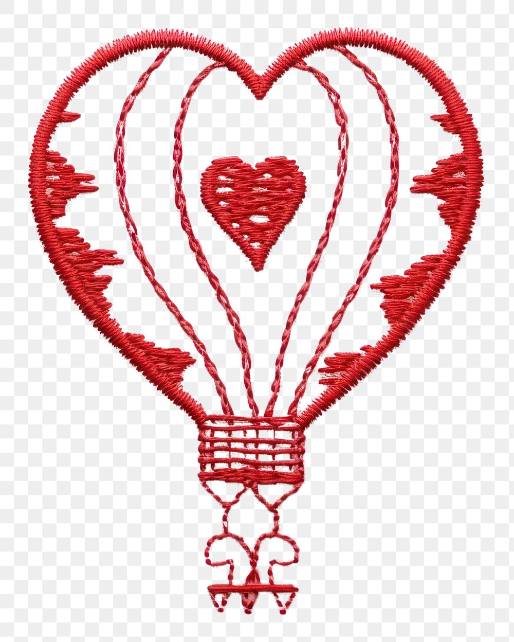 PNG The balloon in embroidery style needlework textile transportation.