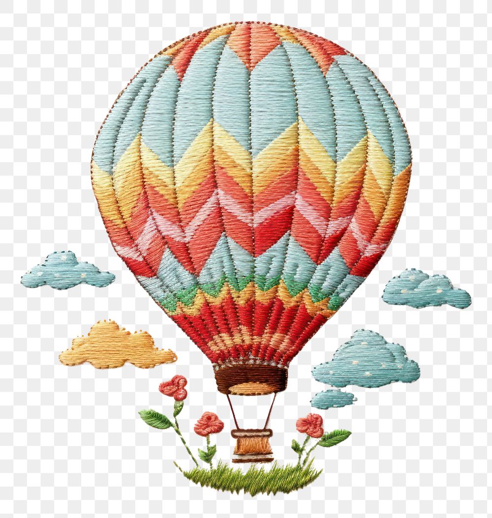 PNG The balloon in embroidery style aircraft vehicle pattern.