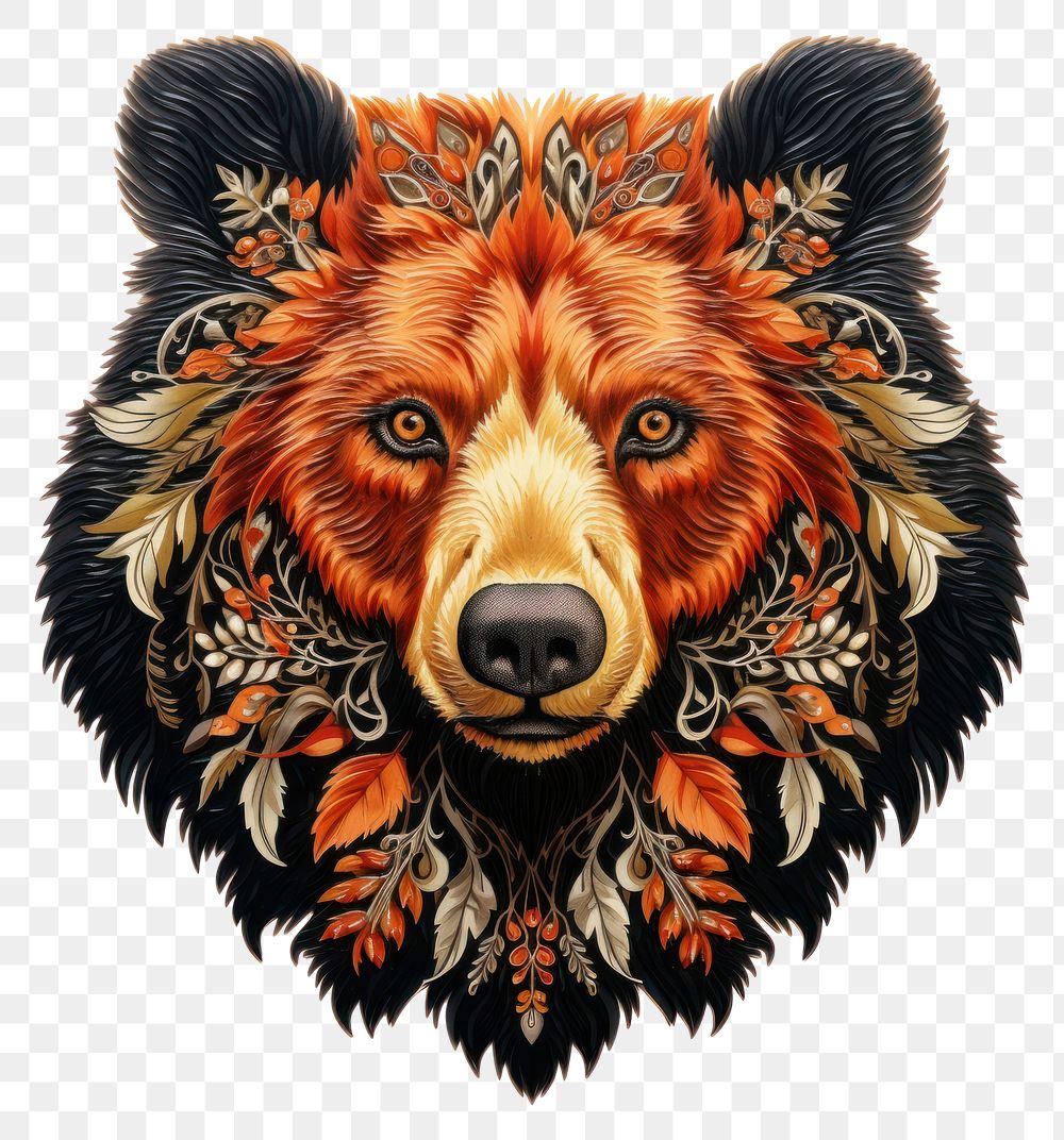 PNG The bear in embroidery style mammal animal creativity.
