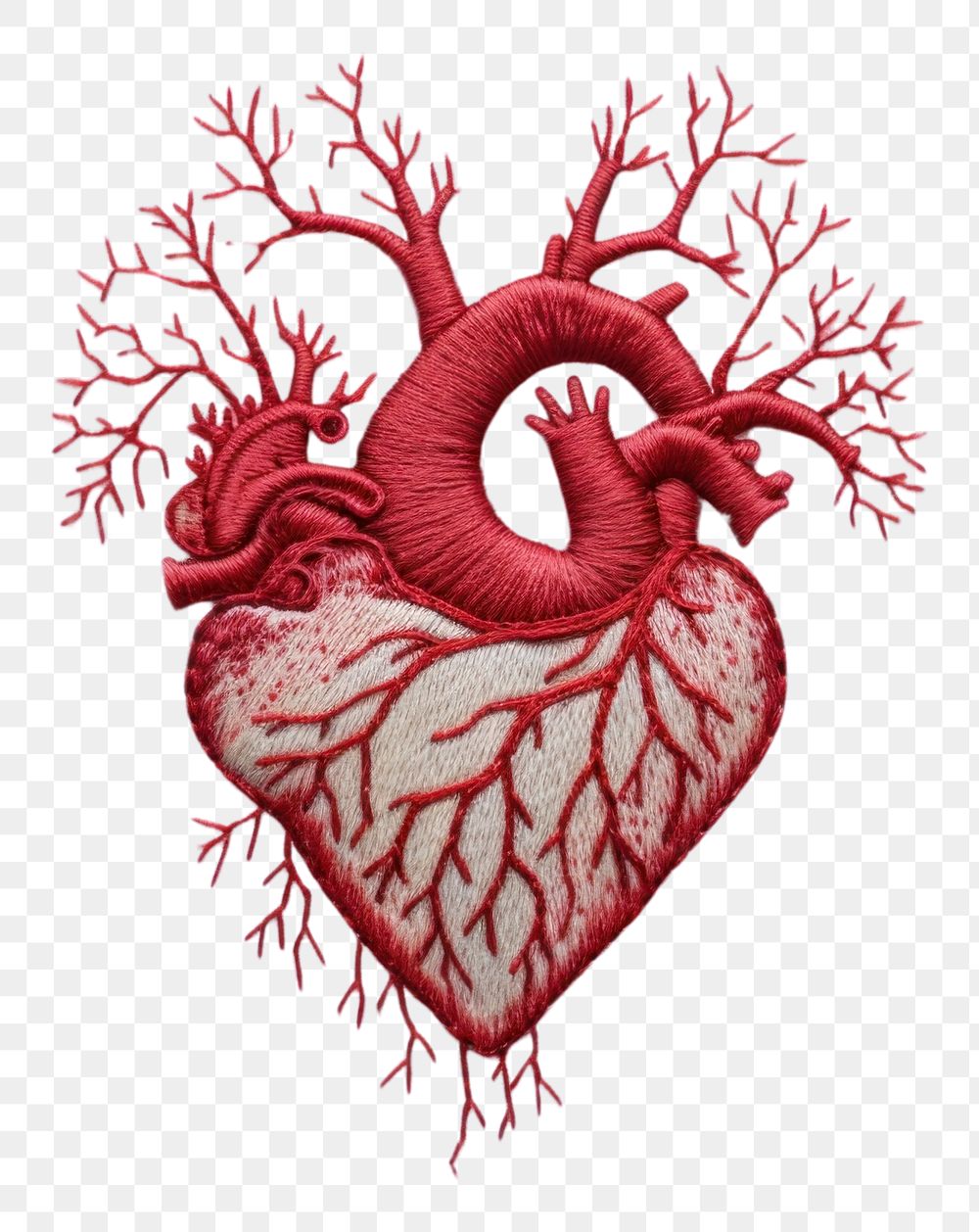 PNG The heart in embroidery style creativity anatomy drawing.