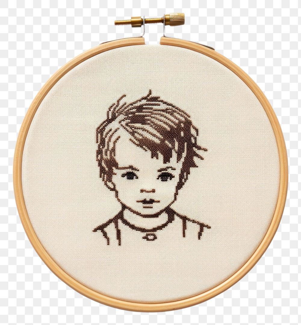 PNG Kid in embroidery style baby representation creativity.