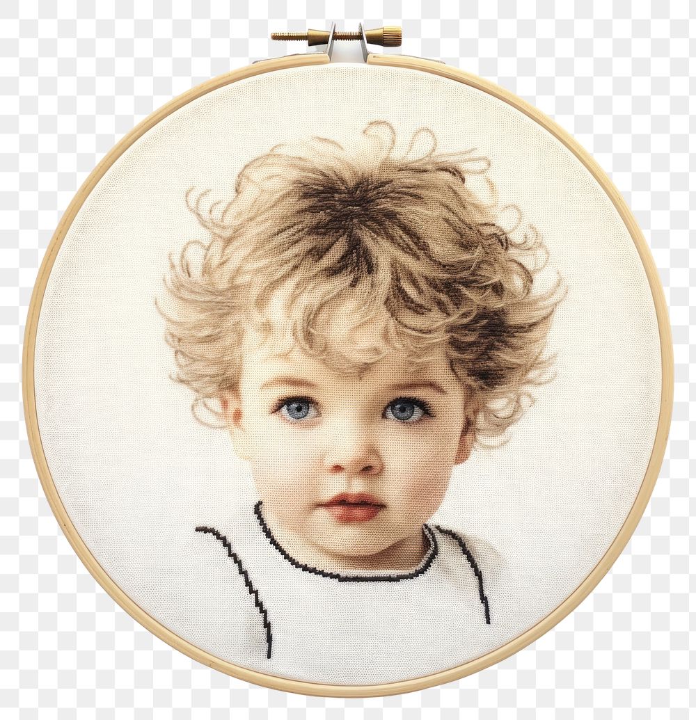 PNG The kid in embroidery style portrait pattern photo.