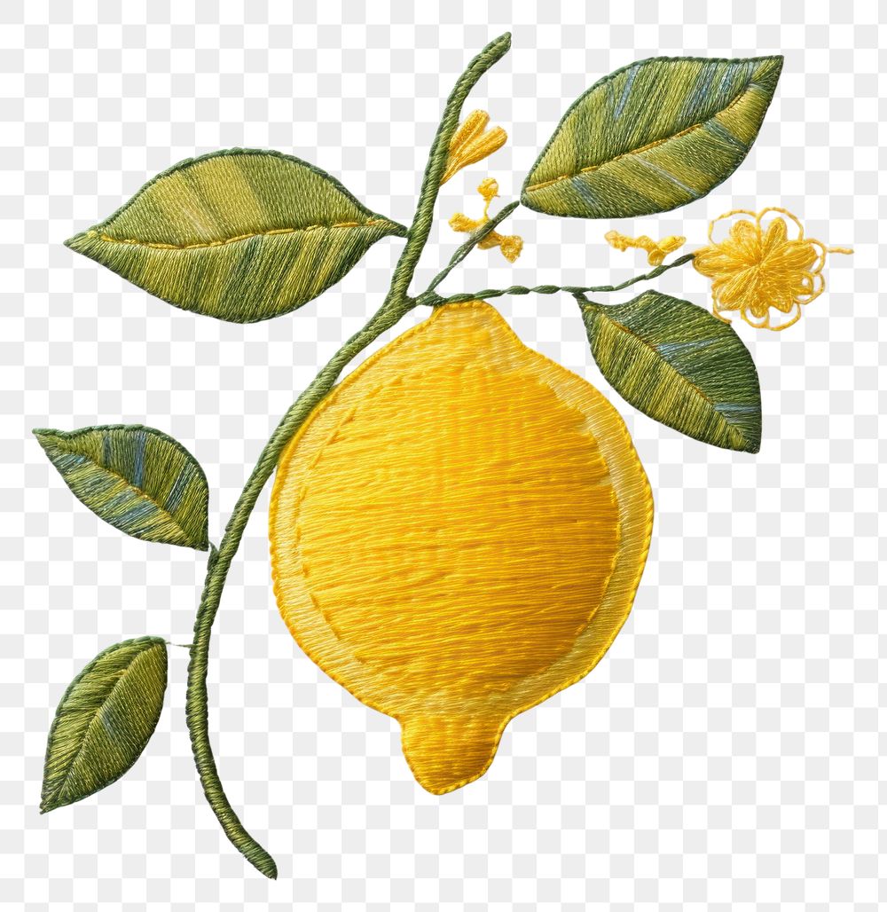 PNG The lemon in embroidery style pattern textile fruit.