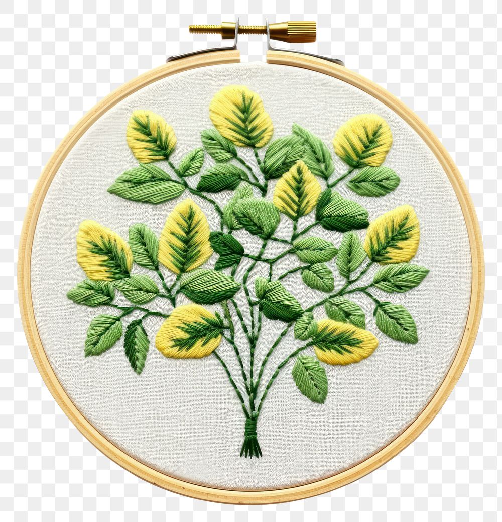 PNG The plant in embroidery style needlework textile pattern.
