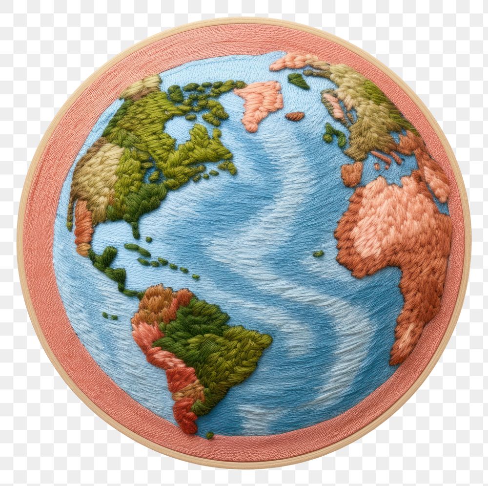 PNG The planet in embroidery style pattern topography creativity.