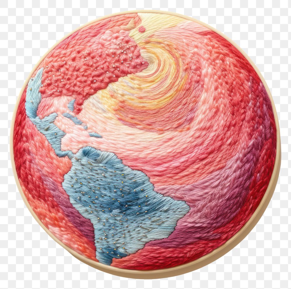 PNG The planet in embroidery style pattern creativity dishware.