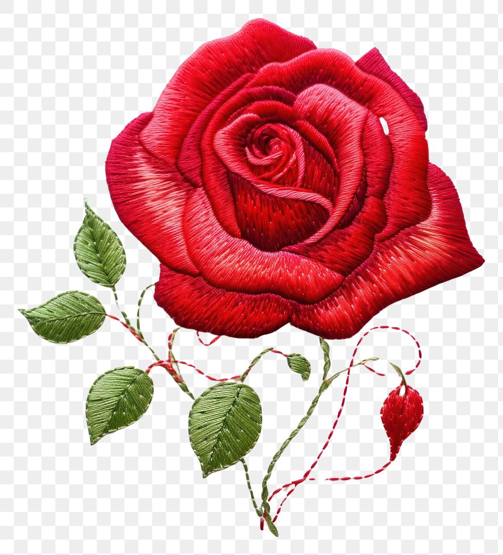 PNG The rose in embroidery style needlework pattern textile.
