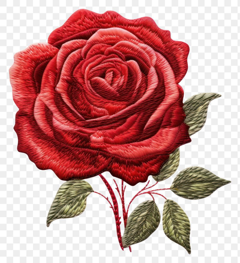 PNG The rose in embroidery style textile pattern flower.