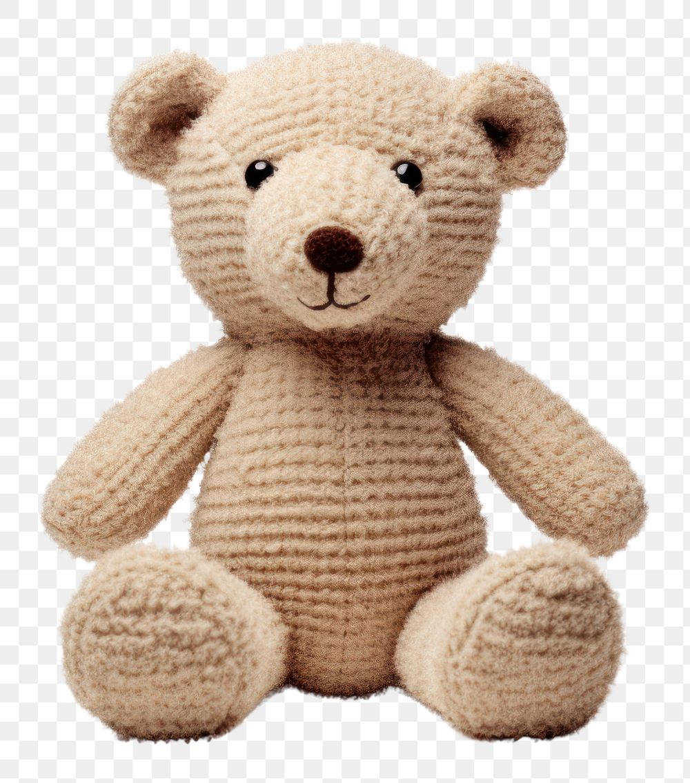 PNG The teddy bear in embroidery style textile plush toy.