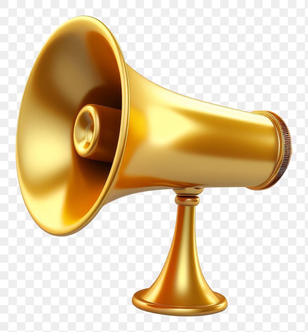PNG Megaphone icon horn gold white background.